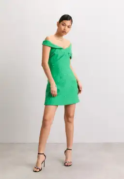 Rachel Gilbert Matteo Beaded Mini Dress Green Size 4/AU14 for rent on The Volte - image 1