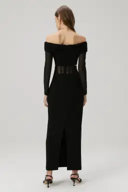 Misha Marceline Bonded Crepe Gown in Black Size 8/S for rent on The Volte - image 2
