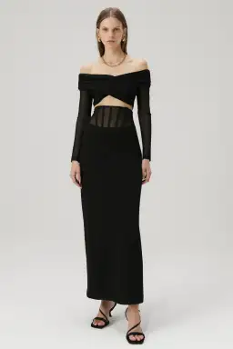 Misha Marceline Bonded Crepe Gown in Black Size 8/S for rent on The Volte - image 3