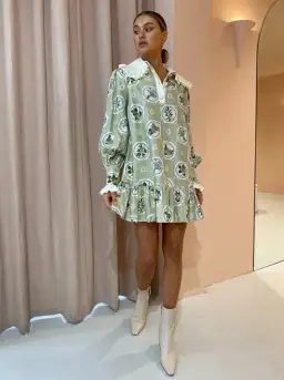 Alemais Sofia Mini Dress in Olive Size 10 for rent on The Volte - image 2