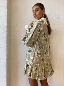 Alemais Sofia Mini Dress in Olive Size 10 for rent on The Volte - image 4