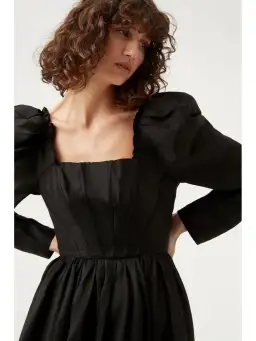 Aje Fleur Corset Long Sleeve Mini Dress in Black Size AU 8 for rent on The Volte - image 3