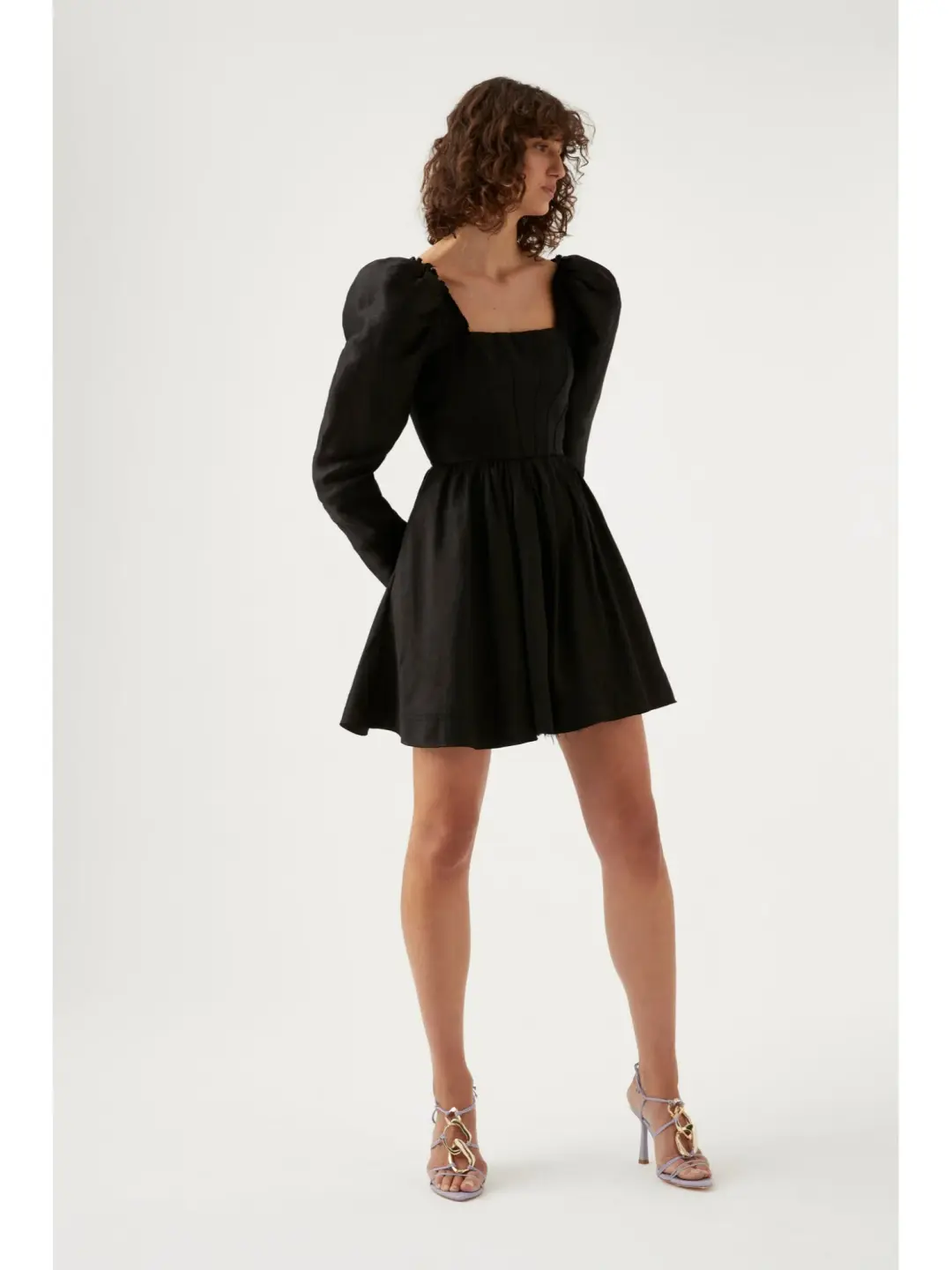 Aje Fleur Corset Long Sleeve Mini Dress in Black Size AU 8 for rent on The Volte - main image