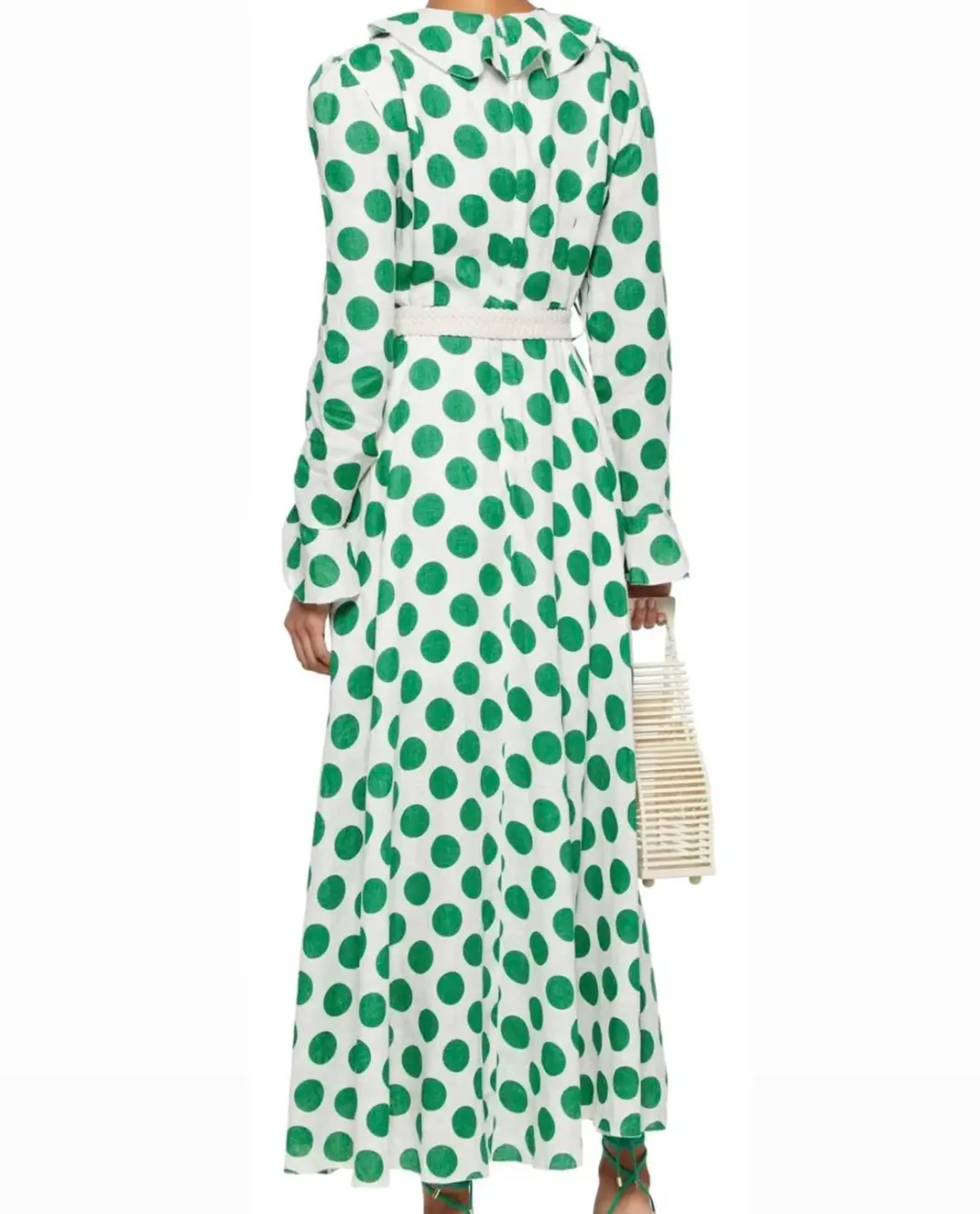 Zimmermann Amari Plunge Frill Long Dress Green Size 10 for rent on The Volte - main image