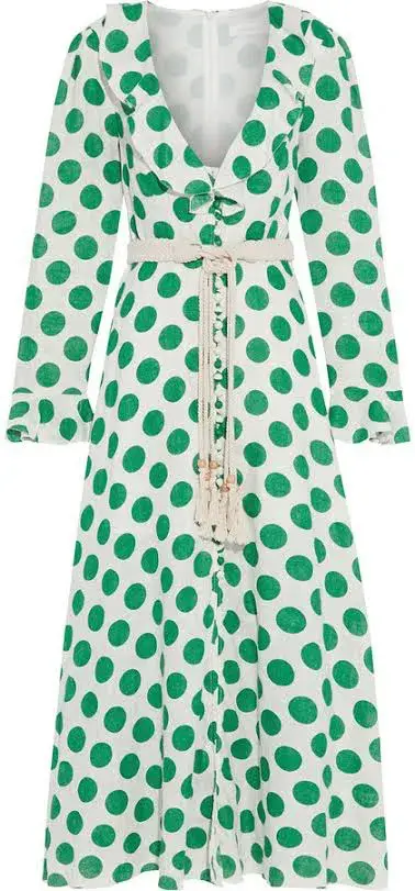 Zimmermann Amari Plunge Frill Long Dress Green Size 10 for rent on The Volte - main image