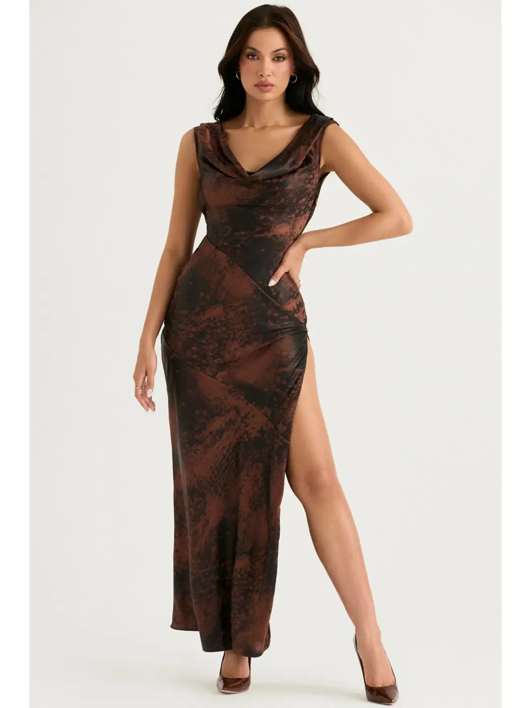 House of CB Alaina Bias Cut Maxi Dress Antique Copper Size AU 8 for rent on The Volte - main image