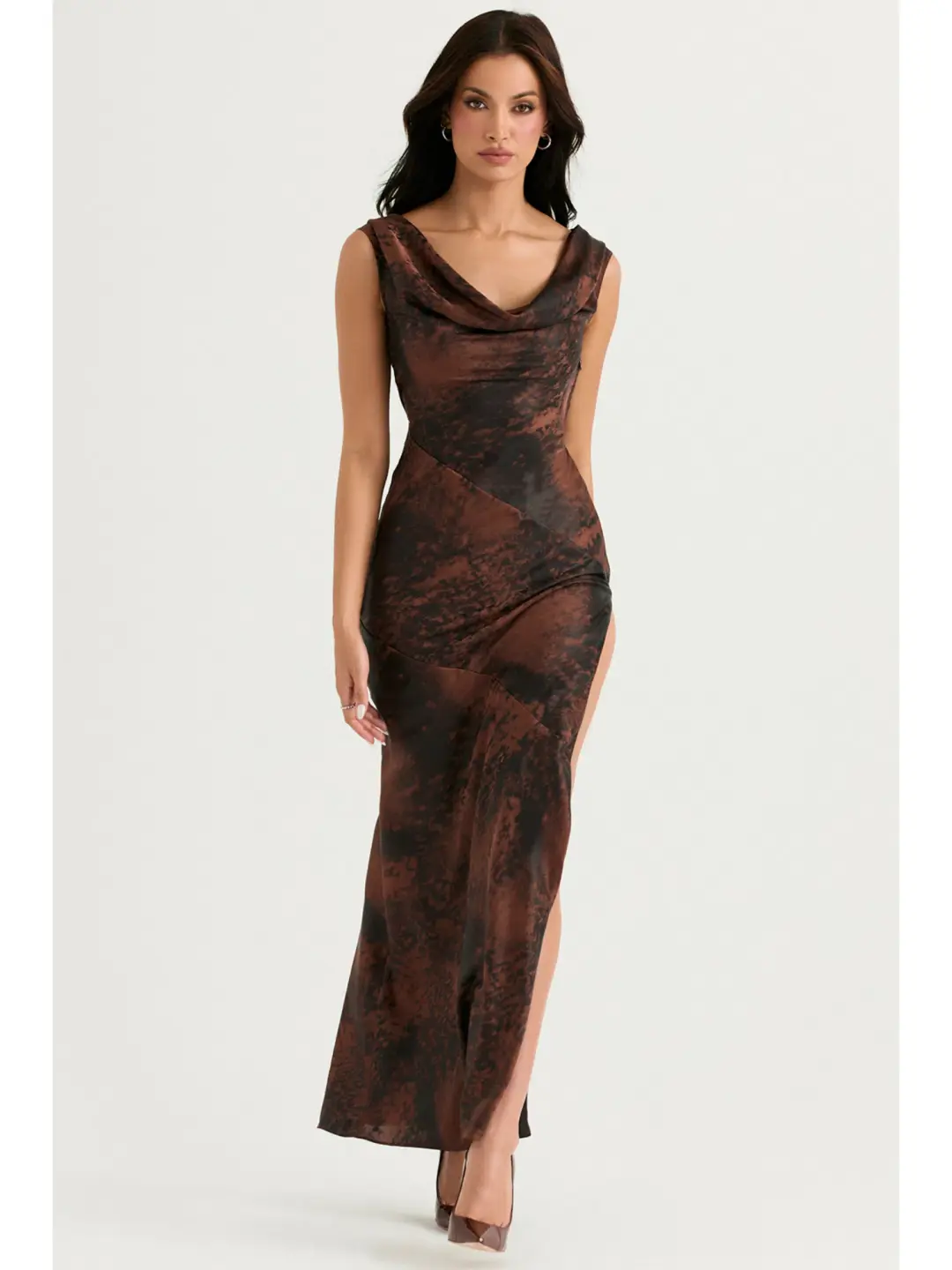 House of CB Alaina Bias Cut Maxi Dress Antique Copper Size AU 8 for rent on The Volte - main image