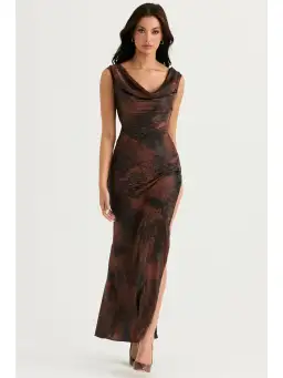 House of CB Alaina Bias Cut Maxi Dress Antique Copper Size AU 8 for rent on The Volte - image 1