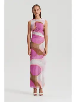 Scanlan Theodore Italian Watercolour Print Dress in Pink Tan Size AU 10 for rent on The Volte - image 1