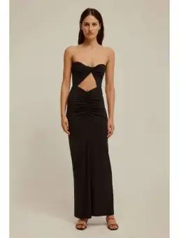 Venroy Draped Cutaway Strapless Dress Black Size AU 8 for rent on The Volte - image 1