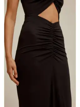 Venroy Draped Cutaway Strapless Dress Black Size AU 8 for rent on The Volte - image 3