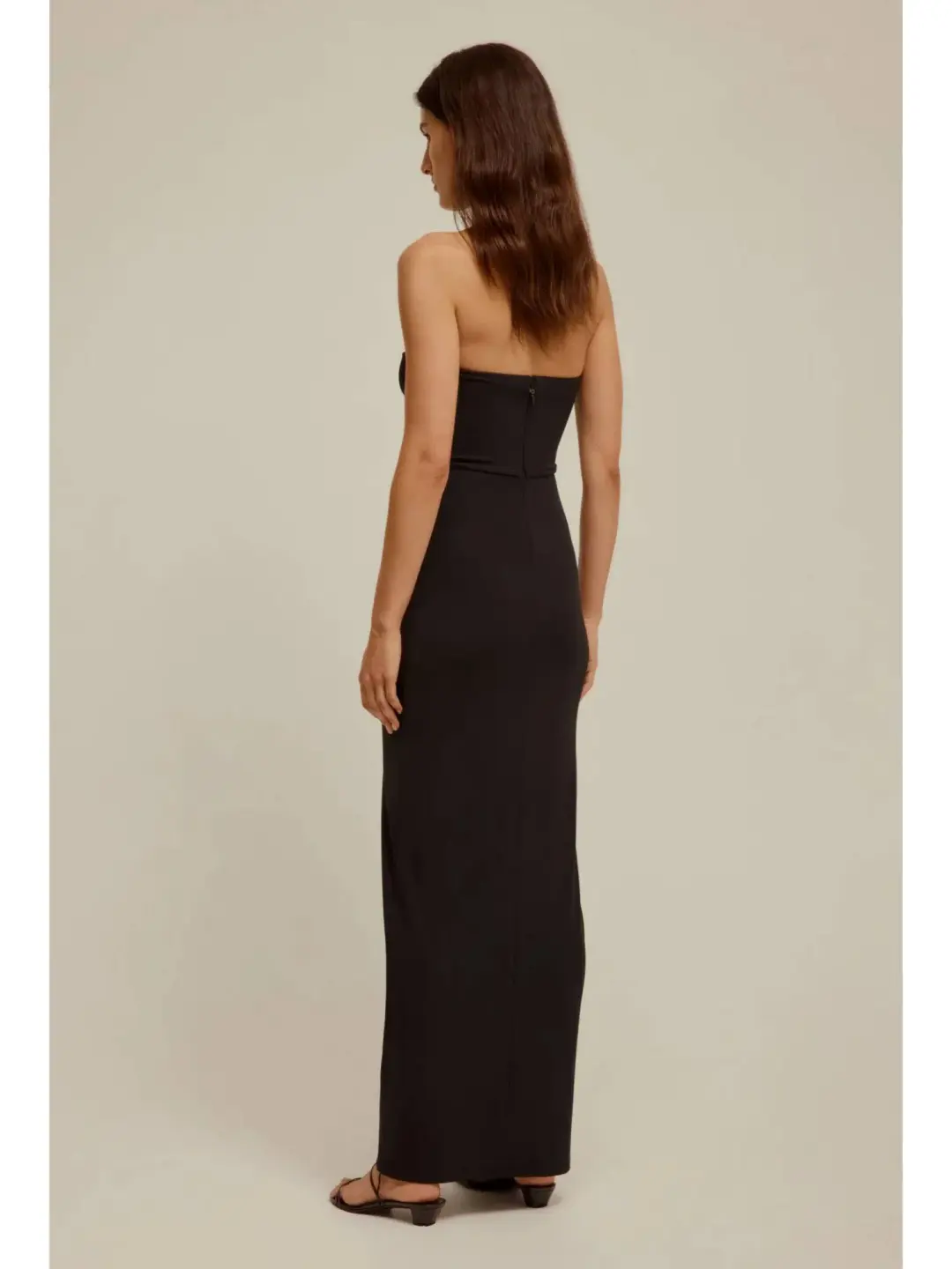 Venroy Draped Cutaway Strapless Dress Black Size AU 8 for rent on The Volte - main image