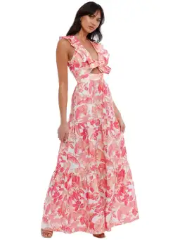 Rebecca Vallance Tropicale Maxi Dress in Pink Size AU 14