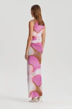 Scanlan Theodore Italian Watercolour Print Dress Pink Tan Size AU 8 for rent on The Volte - image 2