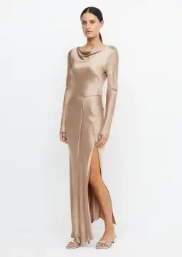 Bec & Bridge Moon Dance Long Sleeve Maxi Dress Golden Size 8