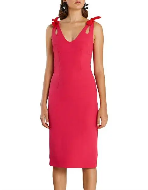 By Johnny V Neck Bow Shoulder Dress Pink Size AU 14 - Image 1
