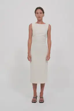 St Agni Cut Out Midi Dress Cool White Size S/AU 8 for rent on The Volte - image 1