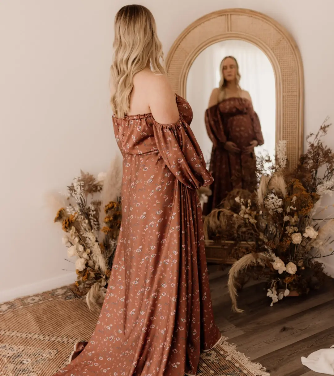 We Are Reclamation Autumn Meadow Satin Gown Floral One Size for rent on The Volte - main image