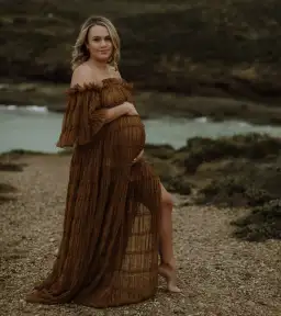 We Are Reclamation Chiffon Delight Gown in Caramel Size 16 for rent on The Volte - image 10