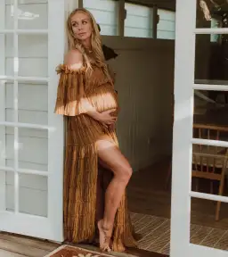 We Are Reclamation Chiffon Delight Gown in Caramel Size 16 for rent on The Volte - image 1