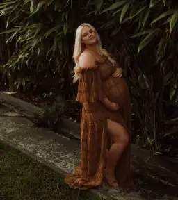 We Are Reclamation Chiffon Delight Gown in Caramel Size 16 for rent on The Volte - image 3