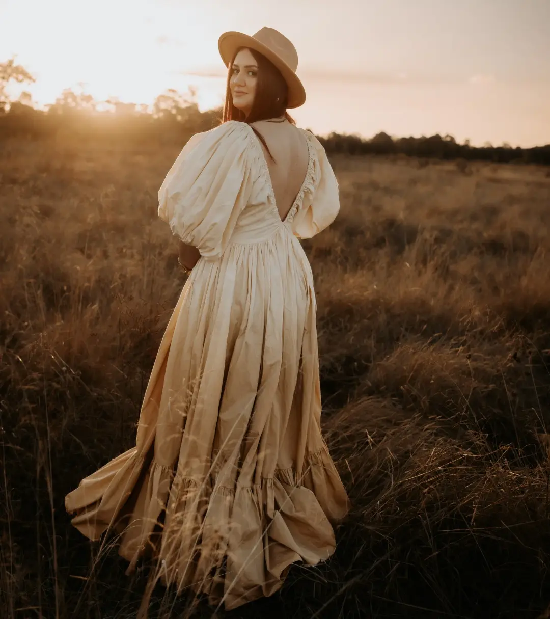 Rooh Collective Birthday Gown in Sun Ombre Size 10 for rent on The Volte - main image