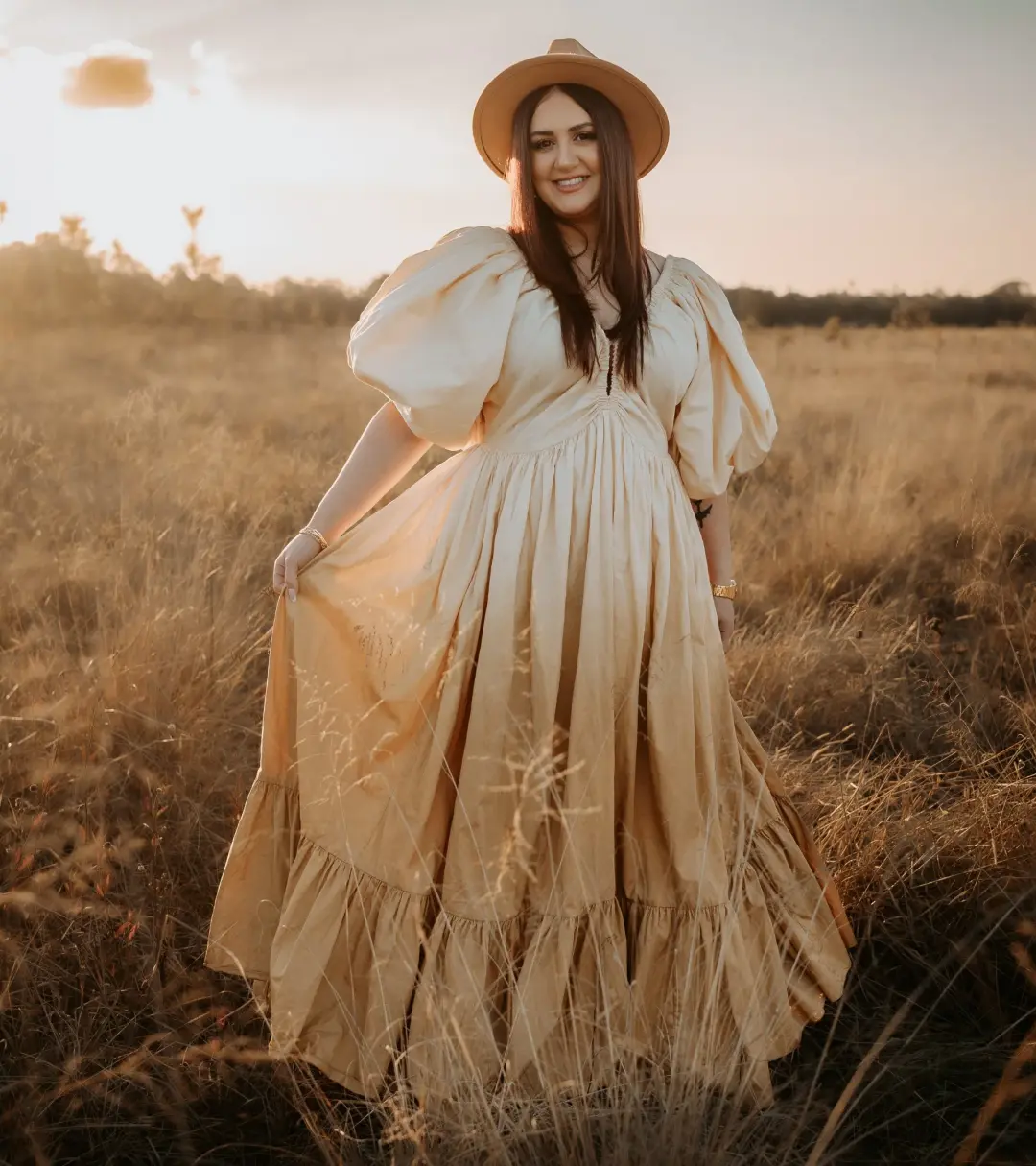 Rooh Collective Birthday Gown in Sun Ombre Size 10 for rent on The Volte - main image