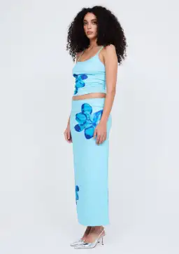 Benni Paradise Cami Top Size 8 & Slip Skirt Size 12 Set Flower Bomb Blue for rent on The Volte - image 2