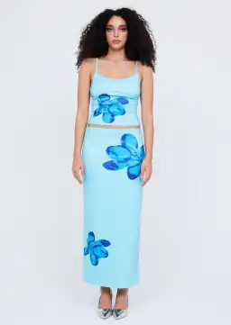 Benni Paradise Cami Top Size 8 & Slip Skirt Size 12 Set Flower Bomb Blue for rent on The Volte - image 1