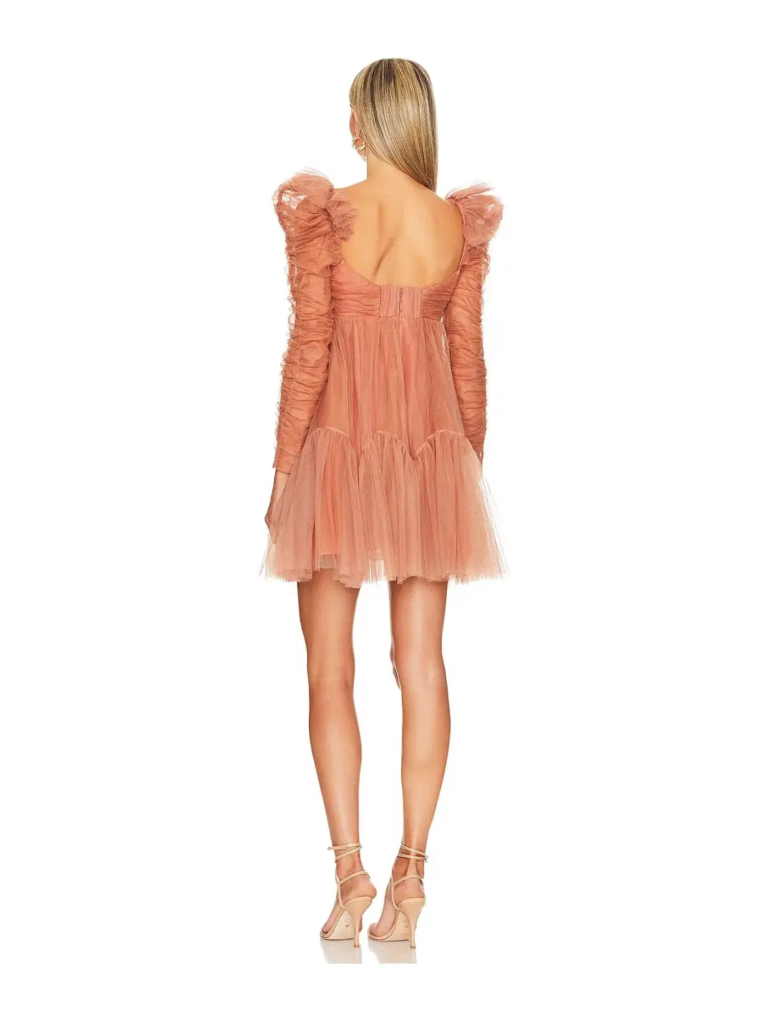 Zimmermann Tulle Ruched Mini Dress in Lipstick Size 2 / AU 12 for rent on The Volte - main image