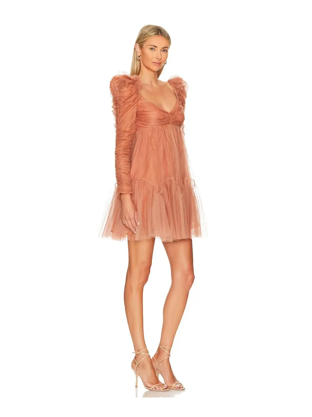 Zimmermann Tulle Ruched Mini Dress in Lipstick Size 2 / AU 12 for rent on The Volte - main image