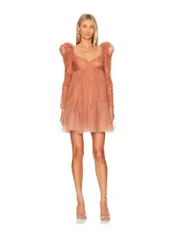 Zimmermann Tulle Ruched Mini Dress in Lipstick Size 2 / AU 12 for rent on The Volte - image 1