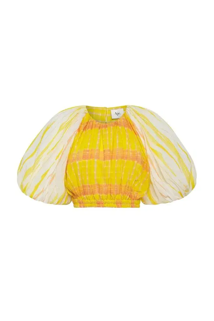 Aje Wilderness Cropped Top Yellow Multi Size 8 for rent on The Volte - main image