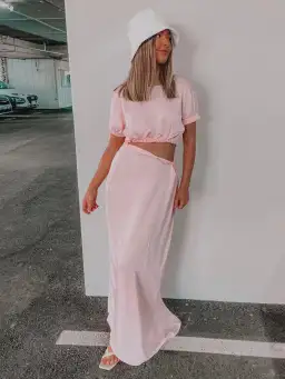 Christopher Esber Rolled Shirt Dress Baby Pink Size 6 for rent on The Volte - image 1