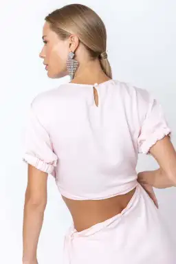 Christopher Esber Rolled Shirt Dress Baby Pink Size 6 for rent on The Volte - image 4