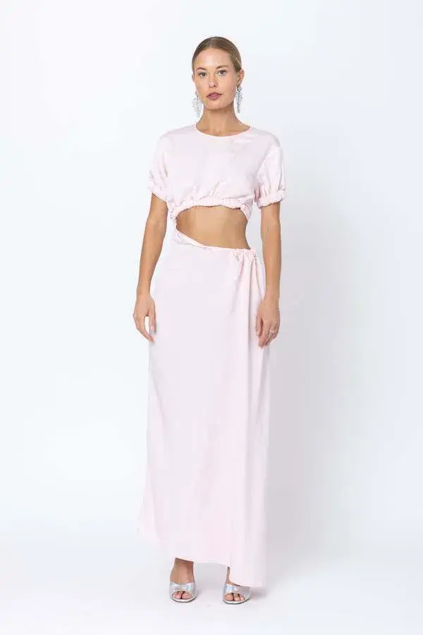 Christopher Esber Rolled Shirt Dress Baby Pink Size 6 for rent on The Volte - main image