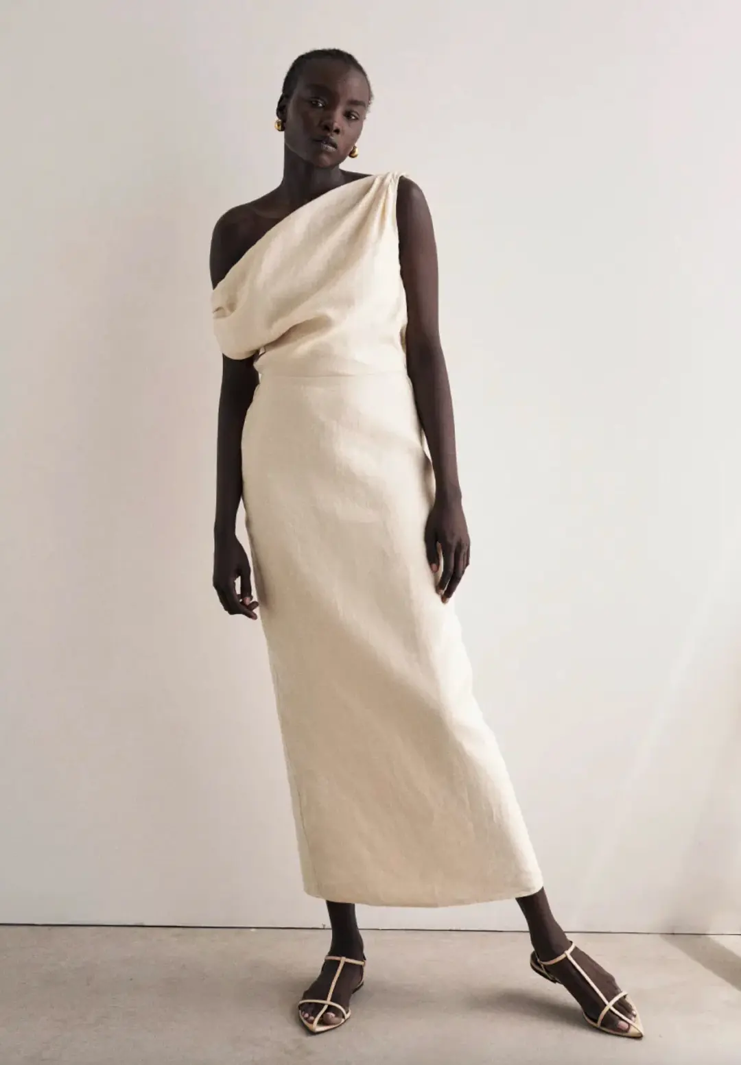 Dissh Cass Buttermilk Linen Midi Dress for rent on The Volte - main image