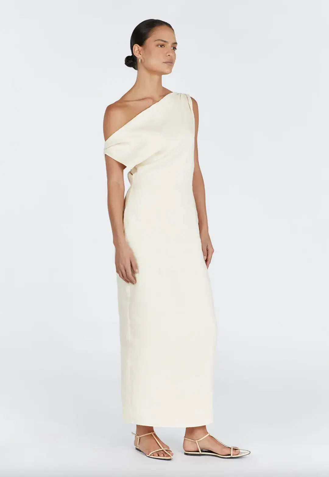 Dissh Cass Buttermilk Linen Midi Dress for rent on The Volte - main image