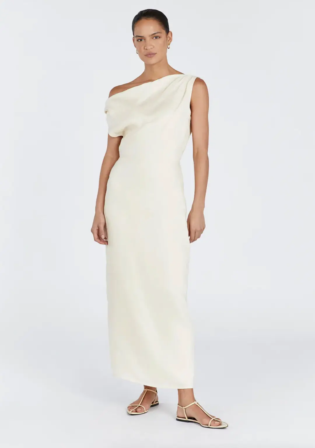 Dissh Cass Buttermilk Linen Midi Dress for rent on The Volte - main image