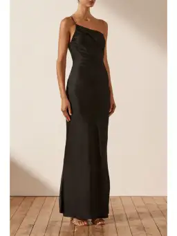 Shona Joy Asymmetrical Gathered Maxi Dress in Black Size AU 6 for rent on The Volte - image 2