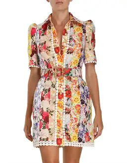 Zimmerman Wonderland Mini Shirt Dress in Spliced Stripe Floral Size 2 / AU 12 for rent on The Volte - image 3