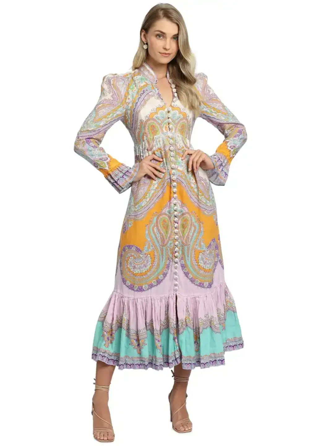 Zimmerman Lola Paisley Dress in Multi Print Size 1 / AU 10 for rent on The Volte - main image