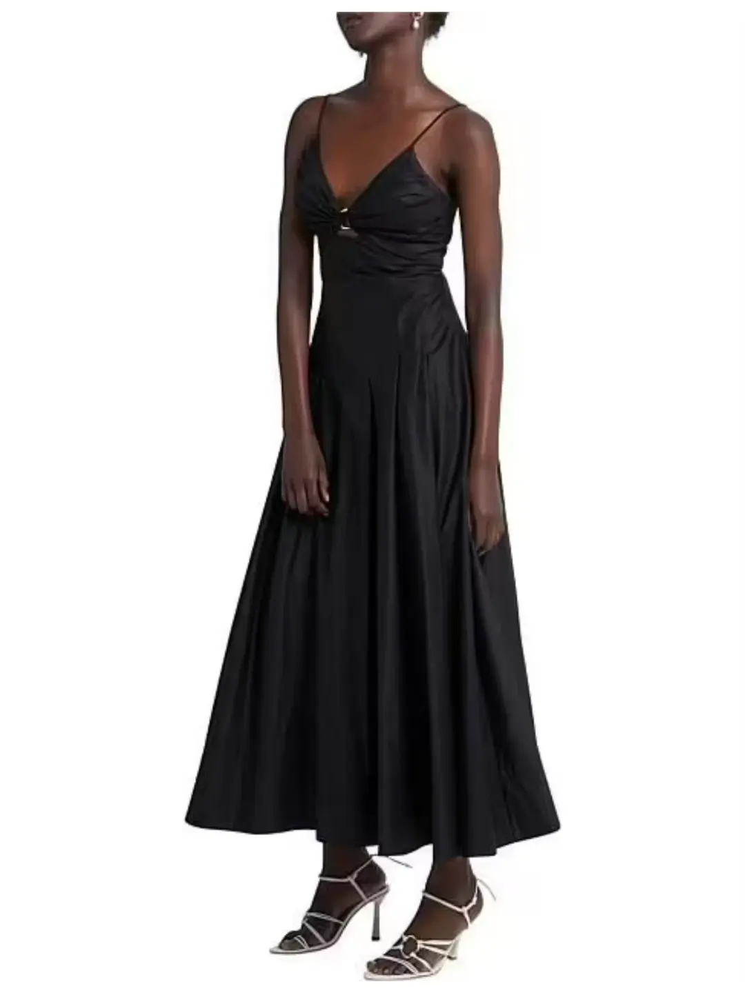 Aje Solstice Strappy Ring Midi Dress Black Size AU 8 for rent on The Volte - main image