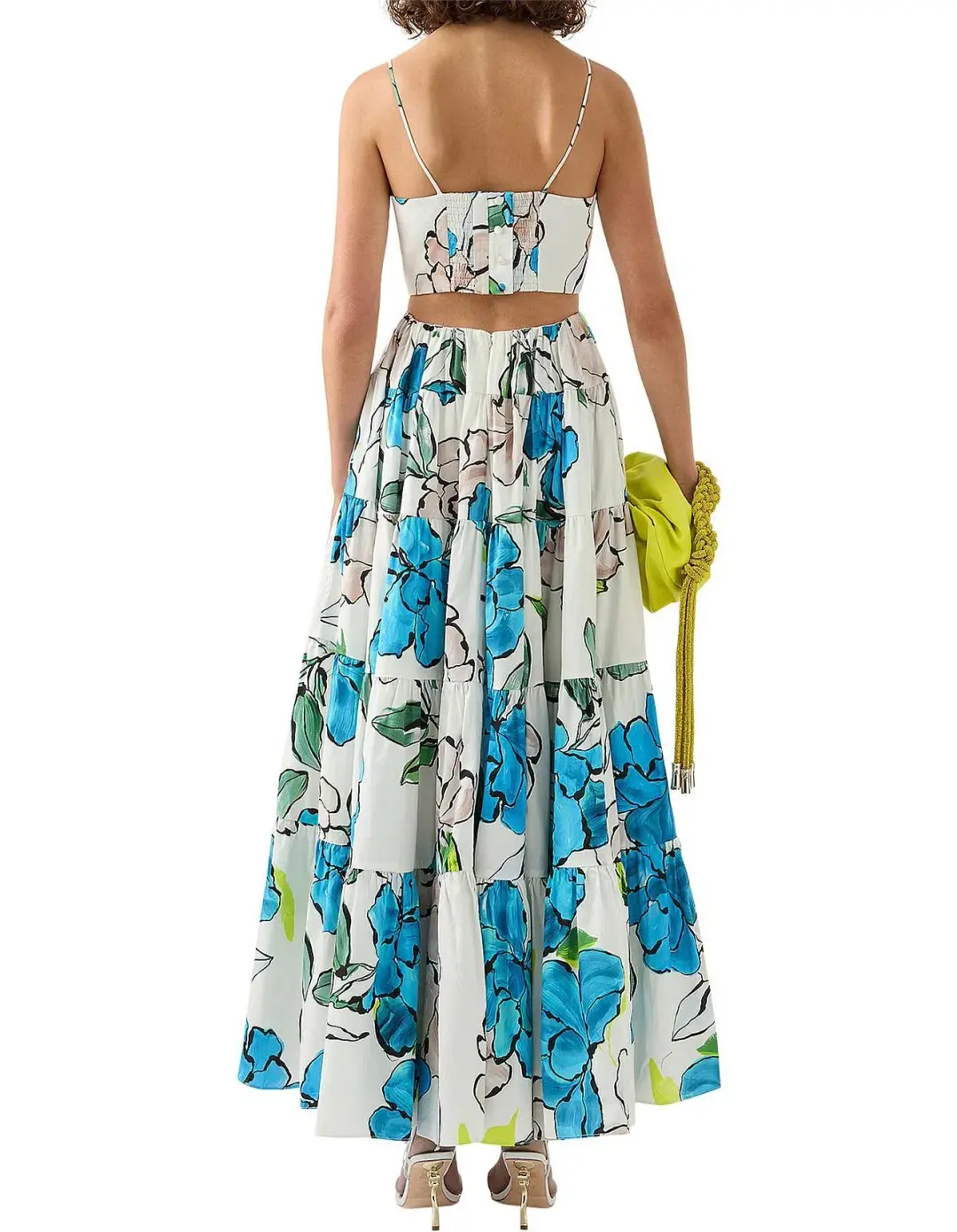 Aje Botanical Tiered Maxi Dress Cool Camelia Blue Floral Size AU 8 for rent on The Volte - main image