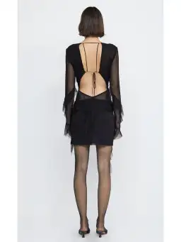 Bec & Bridge Aurelie Frill Long Sleeve Mini Dress Black Size AU 6 for rent on The Volte - image 3