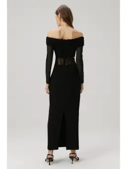 Misha Marceline Bonded Crepe Gown in Black Size S / AU 8 for rent on The Volte - image 2