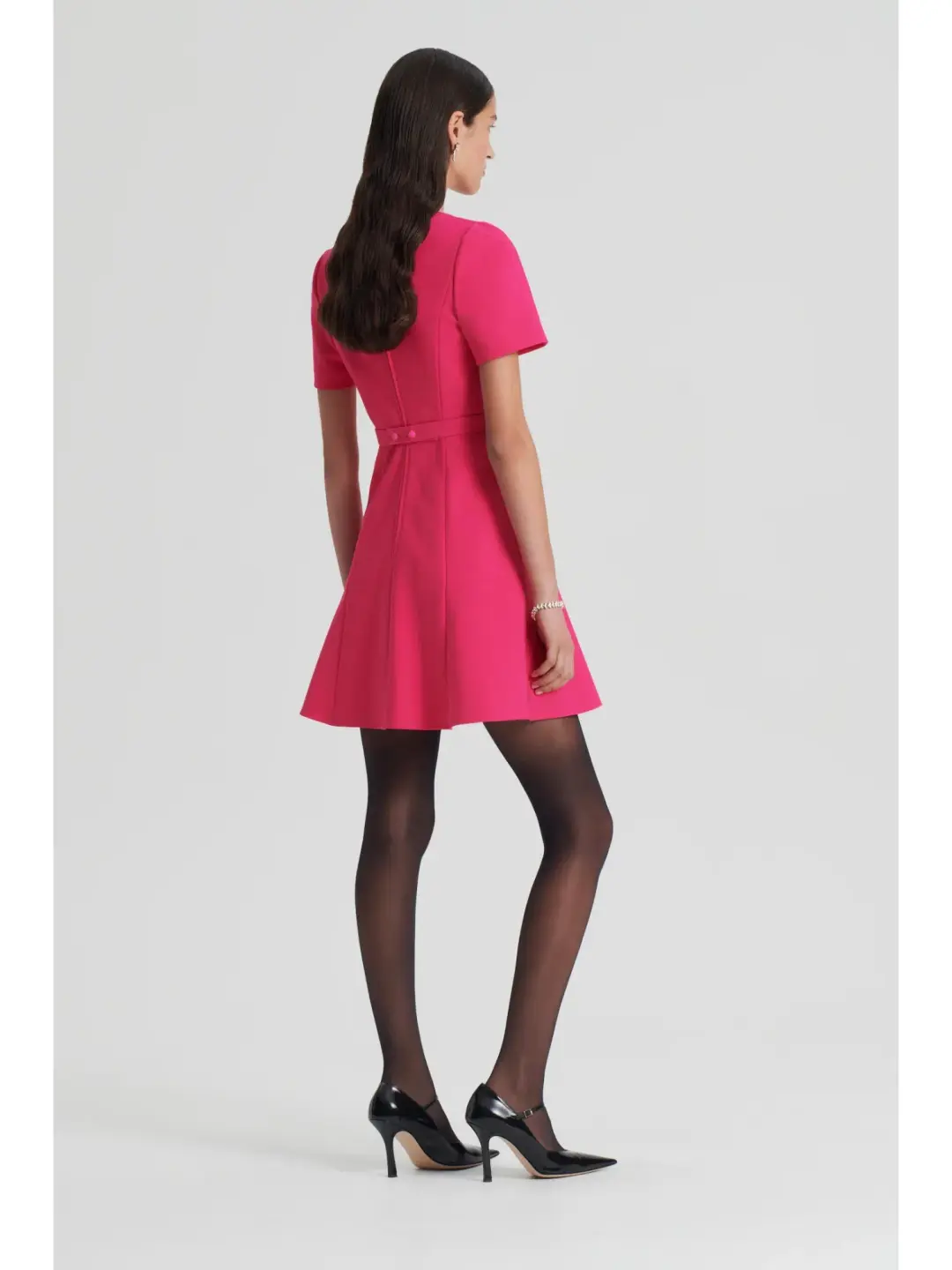 Scanlan Theodore Italian Milano Short Sleeve Dress in Raspberry Size AU 6 for rent on The Volte - main image
