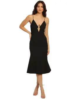 Rebecca Vallance Romy Midi in Black Size AU 8