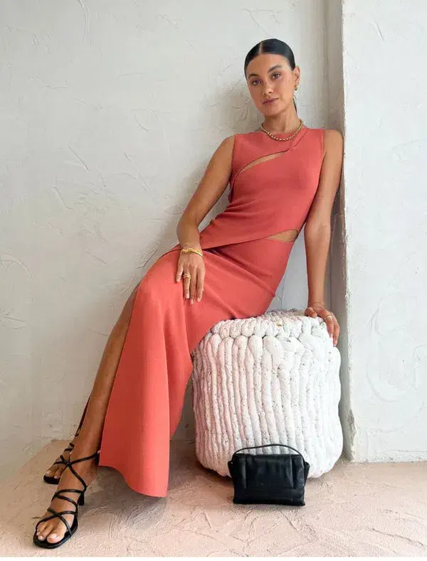 Sir the Label Nadja Cut Out Dress in Coral Size 0 / AU 6 for rent on The Volte - main image