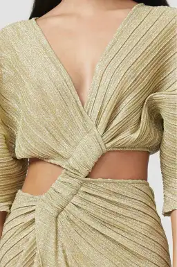 Suboo Stevie Cross Over Midi Dress Gold Size S / AU 8 for rent on The Volte - image 2